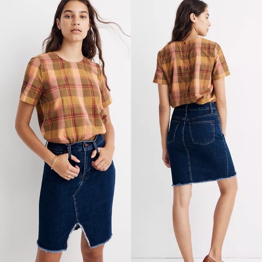 Madewell Stretch Denim Pegged Skirt in Bellhaven‎ Wash: Cutout Edition